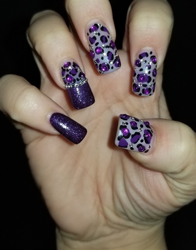 Purple Rhinestone Leopard 