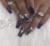 Navy + Lace Prom Nails