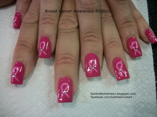 Hand Painted Breast Cancer Nail Art - wide 6