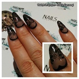 Sculpted acrylic nails with lace design