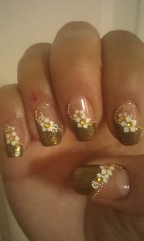 Golden Brown with Flowers and Beads