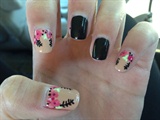 Black and Floral Nails