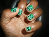 Green Leopard Half Moon Nails
