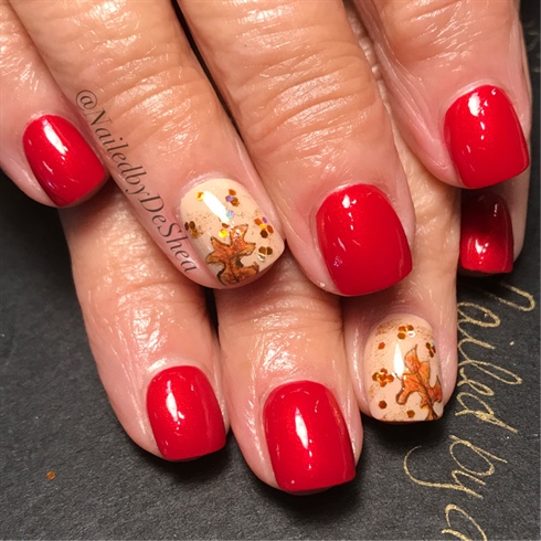 Fall Nails Freehand Leaves