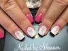 Hot Pink And White Nails Saworski Accent