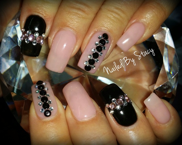 Fabulous Pink and Black Nails