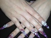 purple and pink stiletto nails