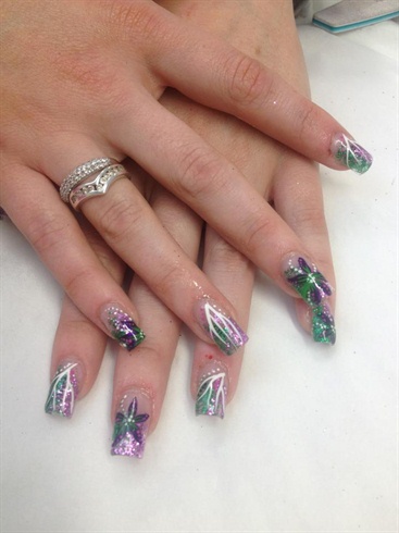 Purple And Green Nails