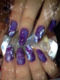 Purple thermo acrylic nails