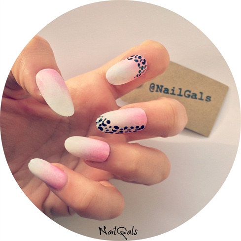 pastel ombre animal print nails