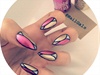 gold and pink chrome mosaic nails