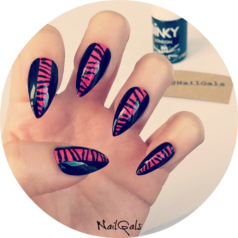 red and black zebra print nails