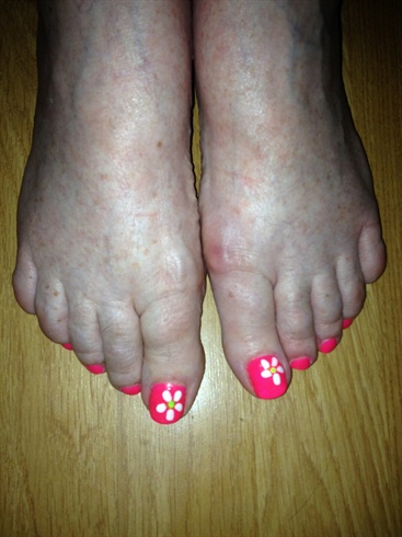 bright Pink toe flowers