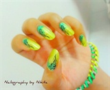 Fluorescent green with black stamped des