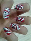 Red &amp; Black Stripe nails