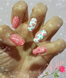 Cute Romantic floral nails