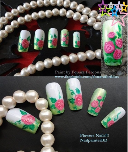 Rose flowers nails