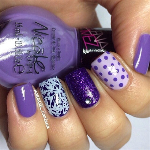 Purple And White Nail Art