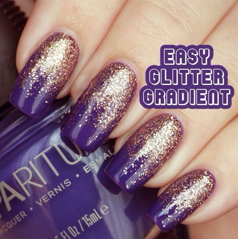 Purple-Gold Gradient Nail Art - Nail Art Gallery