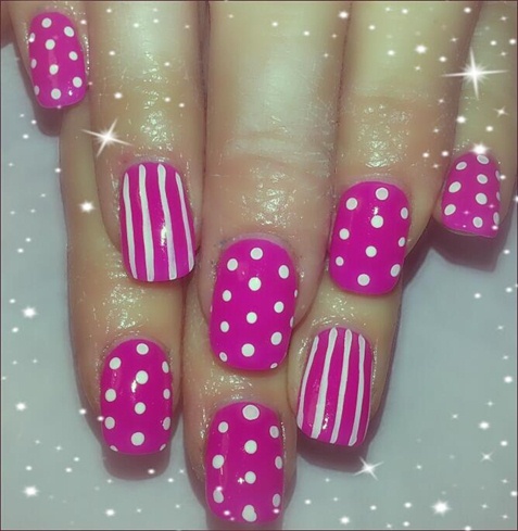 pink stripes and dots