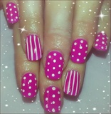 pink stripes and dots