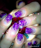 Purple-Glitter French-Style Nails