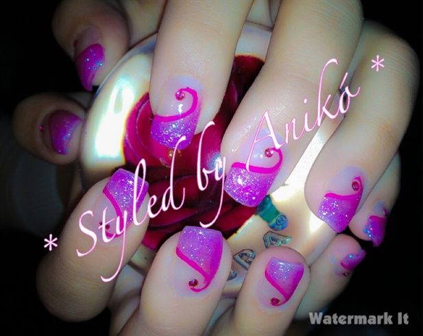 Pink-Styled Nails with Pink-Strass