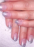 Silver Glitter Ombre on Natural Nails 