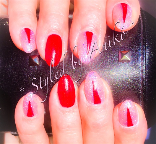 Pink &amp; Red - Snake-Eyes Styled-Nails