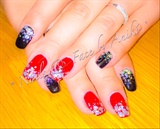 X-Mas Nails In Red &amp; Black &amp; Glitter