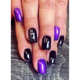 Black And Purple Flower Nails 