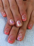 Flat gel painted flower nails