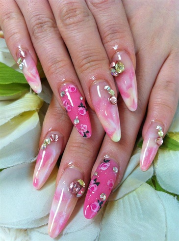 Marble and Flower Nails