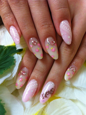 floral lace nails