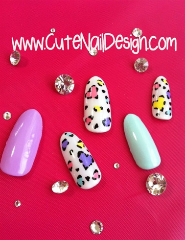 Pastel Leopard Print Nail Tips