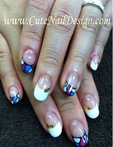 stained glass french nails