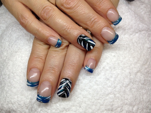 Blue french with designs