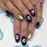 Blue and gold with spiritual symbols