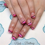 Pink french with black and white design