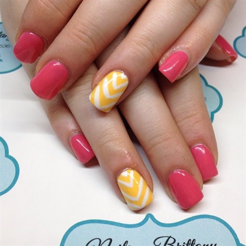 Pink with yellow chevron accent