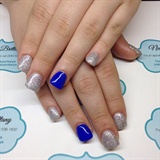 Silver glitter with blue accent