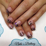 Purple and gold glitter french