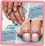 Pink, gold tape designs and rhinestones