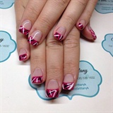 Pink french with striped designs