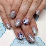 Silver with glitter snowflake accent