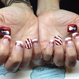 Candy cane and snowmen nails!
