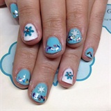Blue and white with 3D snowflakes