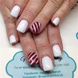 White with candy cane accent nails
