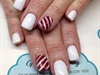 White with candy cane accent nails