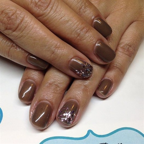 Brown with pink glitter accent